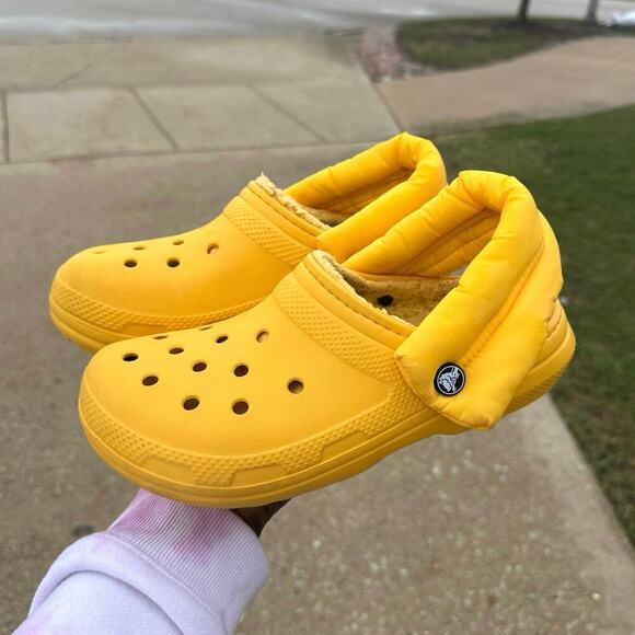 CROCS Classic Lined Neo Puff Clogs Unisex Size M5 W7 Yellow - Picture 11 of 16